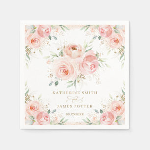 Serviette En Papier Blush Floral Mariage Baby shower d'anniversaire