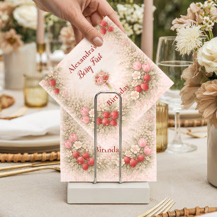 Serviette En Papier Blush Fraise Jardin Vintage 1er Anniversaire