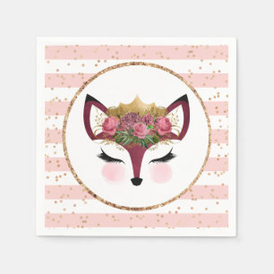 Serviette En Papier Blush & Gold Fox Princess