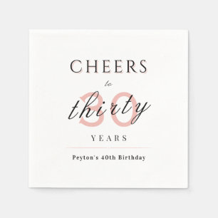 Serviette En Papier Blush moderne classe applaudissent à 30 ans