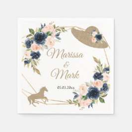 Serviette En Papier Blush & Navy Kentucky Derby Mariage