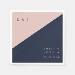 Serviette En Papier Blush Navy Mariage moderne