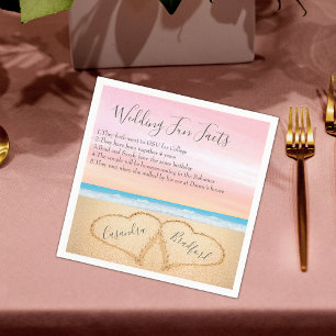 Serviette En Papier Blush Pink Beach Wedding 2 Coeurs Sand Fun Faits