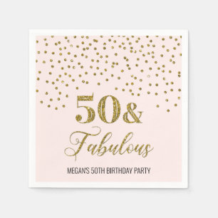 Serviette En Papier Blush Pink Gold Confetti 50 & Fabulous