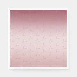 Serviette En Papier Blush Pink Ombre Parties scintillant Gold Love