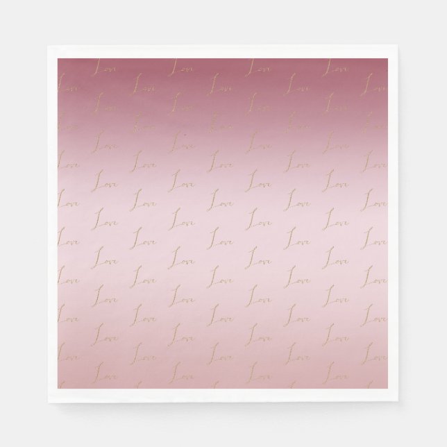 Serviette En Papier Blush Pink Ombre Parties scintillant Gold Love (Devant)