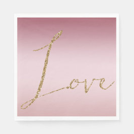 Serviette En Papier Blush Pink Ombre Parties scintillant Gold Love