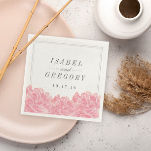 Serviette En Papier Blush Pink Peonies Wedding