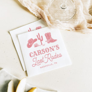Serviette En Papier Blush rose Dernier Rodéo Cowgirl Bachelorette Part