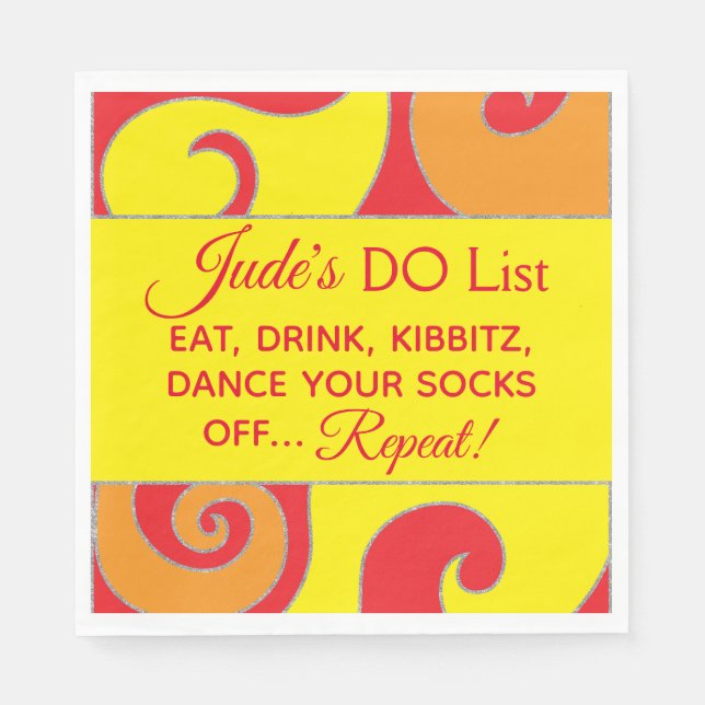 Serviette En Papier BM Bat Bar Mitzvah Silvery Swils (Devant)