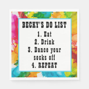 Serviette En Papier BM Bat Bar Mitzvah Splash de couleur