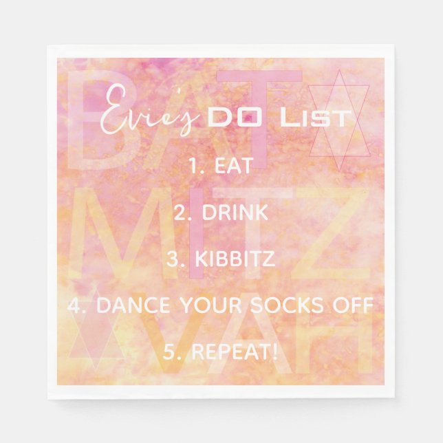 Serviette En Papier BM Bat Bar Mitzvah Tout simplement serviettes subt (Devant)