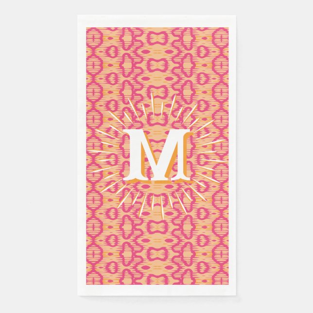 Serviette En Papier Boa Ripple in Pink + Orange Personalized (Devant)