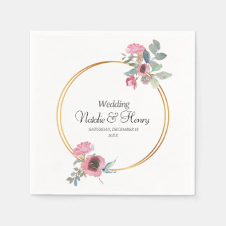 Serviette En Papier Boda en Oro y Acuarela primavera