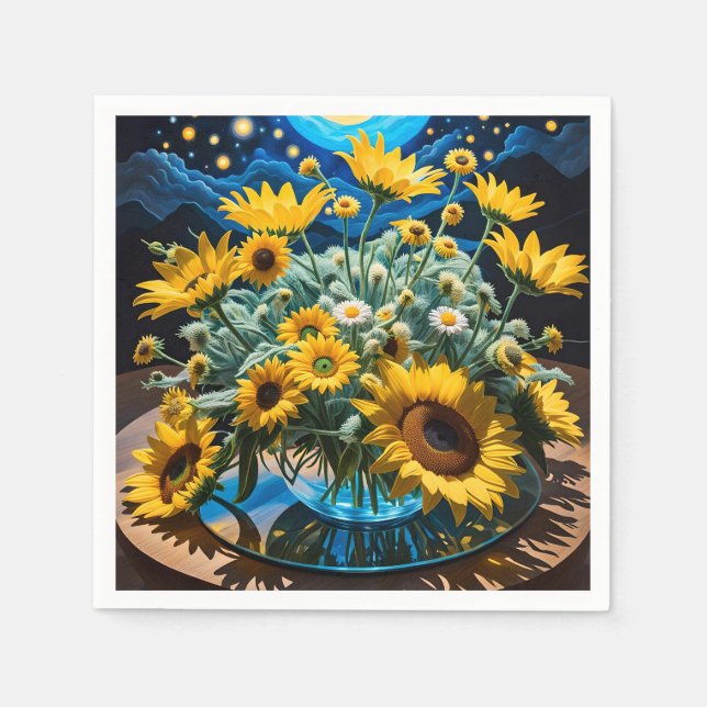 Serviette En Papier Bodegón Flores y Noche 1 - 001 (Devant)