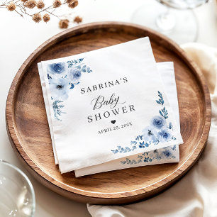 Serviette En Papier Bohème Dusty Blue Floral Baby shower