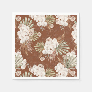 Serviette En Papier Bohème Floral & Plumes