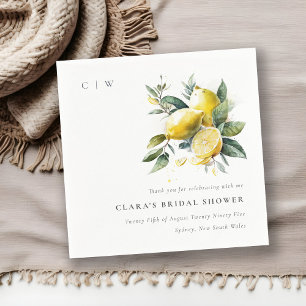 Serviette En Papier Boho Aquarelle Jaune Citron Jardin Mariage
