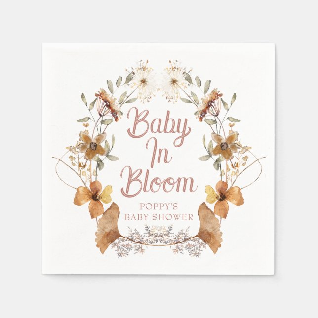 Serviette En Papier Boho Baby In Bloom Baby shower Fleur sauvage (Devant)