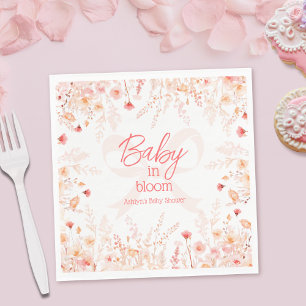 Serviette En Papier Boho Bébé Fleur Sauvage en Fleur Baby Shower Fille