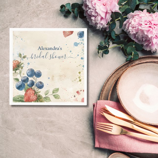 Serviette En Papier Boho Berry Douce Fraise Baby Shower de Mariée (Créateur téléchargé)