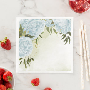 Serviette En Papier Boho bleu fleurs vert feuille botanique