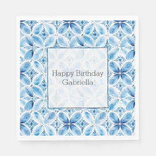 Serviette En Papier Boho Blue Blanc Floral Abstrait