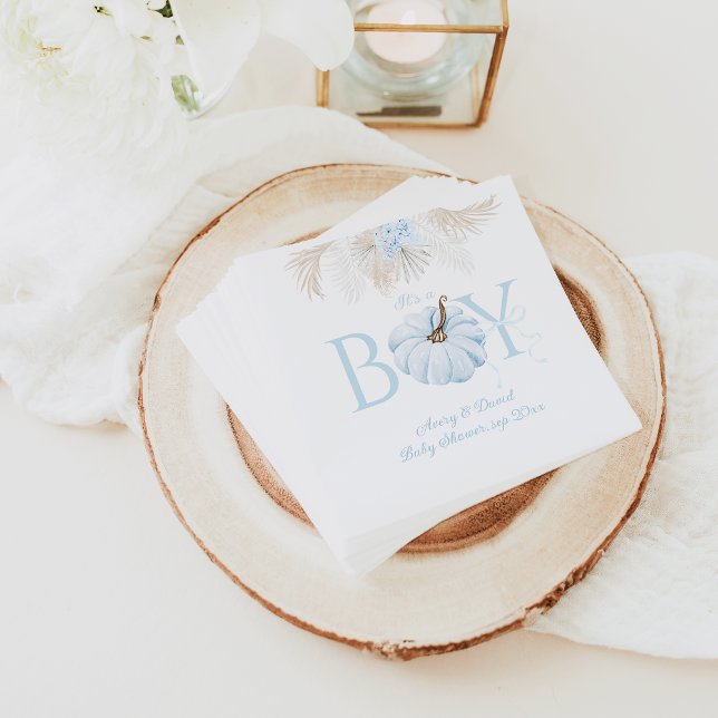 Serviette En Papier Boho Blue Citrouille C'est un garçon Baby shower d (Créateur téléchargé)