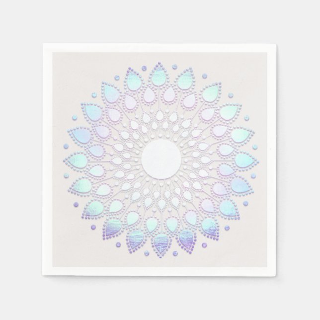 Serviette En Papier Boho Blue Floral moderne Lotus Mandala (Devant)