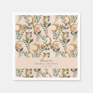Serviette En Papier Boho Blush Botanon Fête des mariées personnalisée
