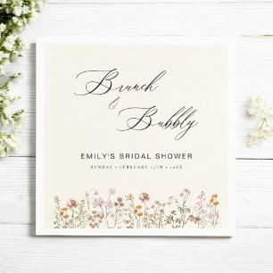 Serviette En Papier Boho Brunch Fleurs des Champs & Bulles  Baby Showe