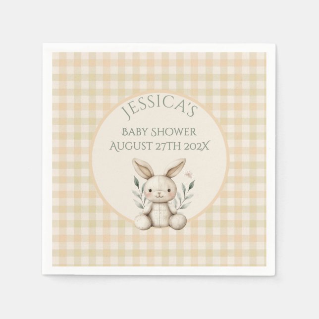 Serviette En Papier ~Boho Bunny Baby shower neutre (Devant)