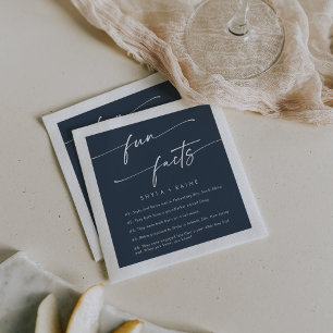 Serviette En Papier Boho Chic Dark Navy Bleu Mariage Fun Fact Napkins