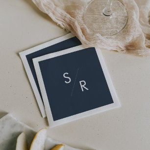 Serviette En Papier Boho Chic Dark Navy Bleu Monogrammes serviettes