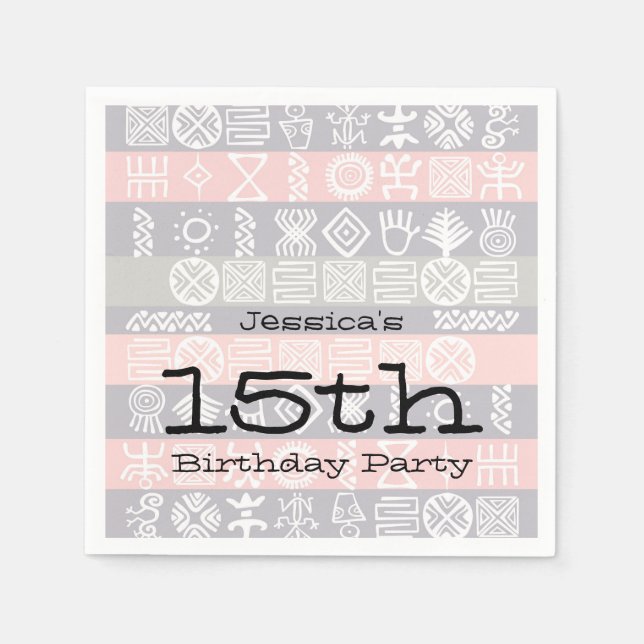 Serviette En Papier Boho-chic Ethnic 15e anniversaire fête Papier Napk (Devant)