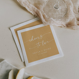 Serviette En Papier Boho Chic Jaune Marigold Cheers to Love Mariage