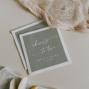 Serviette En Papier Boho Chic Sage Green encourage à aimer le Mariage