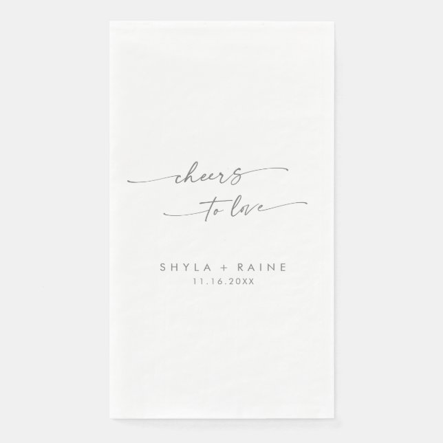 Serviette En Papier Boho Chic Silver Grey encourage à aimer le Mariage (Devant)