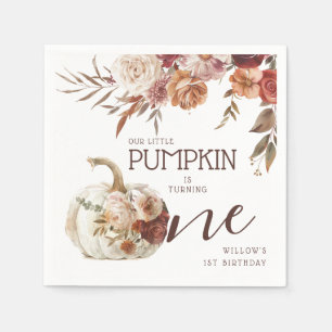 Serviette En Papier Boho Citrouille Autumn Bloom 1er anniversaire