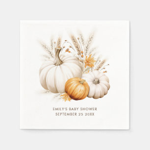 Serviette En Papier Boho Citrouille Grasses Nom Date Baby shower