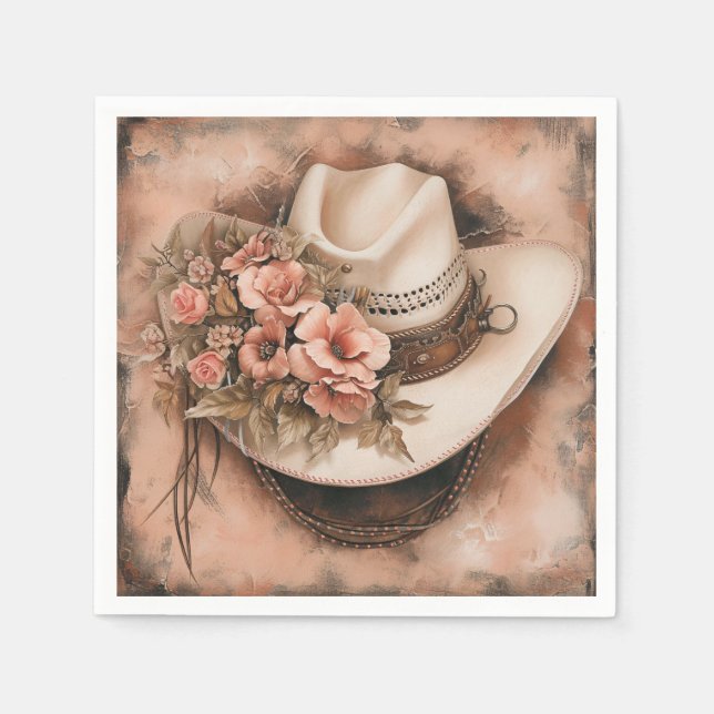 Serviette En Papier Boho Cowgirl Western Floral Mariage Napkins (Devant)