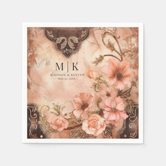Serviette En Papier Boho Cowgirl Western Florals Mariage Napkins (Devant)