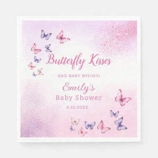 Serviette En Papier Boho Cute Butterfly Watercolor baby shower fille
