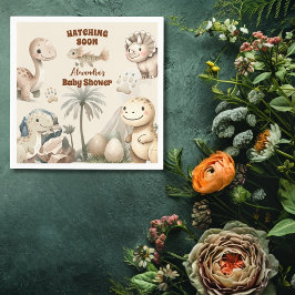Serviette En Papier Boho Cute Hatching Bientôt Dinosaur Baby shower