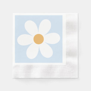 Serviette En Papier Boho de marguerite rétro bleu