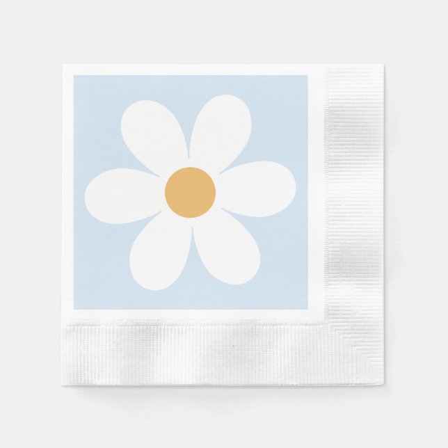 Serviette En Papier Boho de marguerite rétro bleu (Devant)