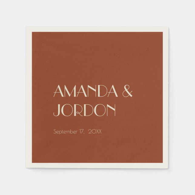 Serviette En Papier Boho Deco d'automne | Cocktail Mariage rouille (Devant)