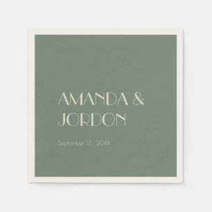 Serviette En Papier Boho Deco d'automne   Cocktail Mariage Sage Green