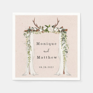 Serviette En Papier Boho Deer Antlers White Canopy Rustique Mariage