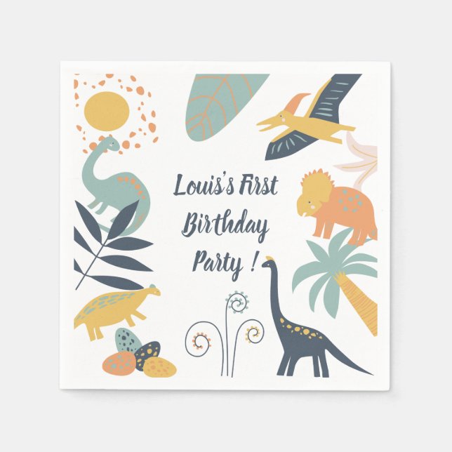 Serviette En Papier Boho Dinosaur Baby Party (Devant)